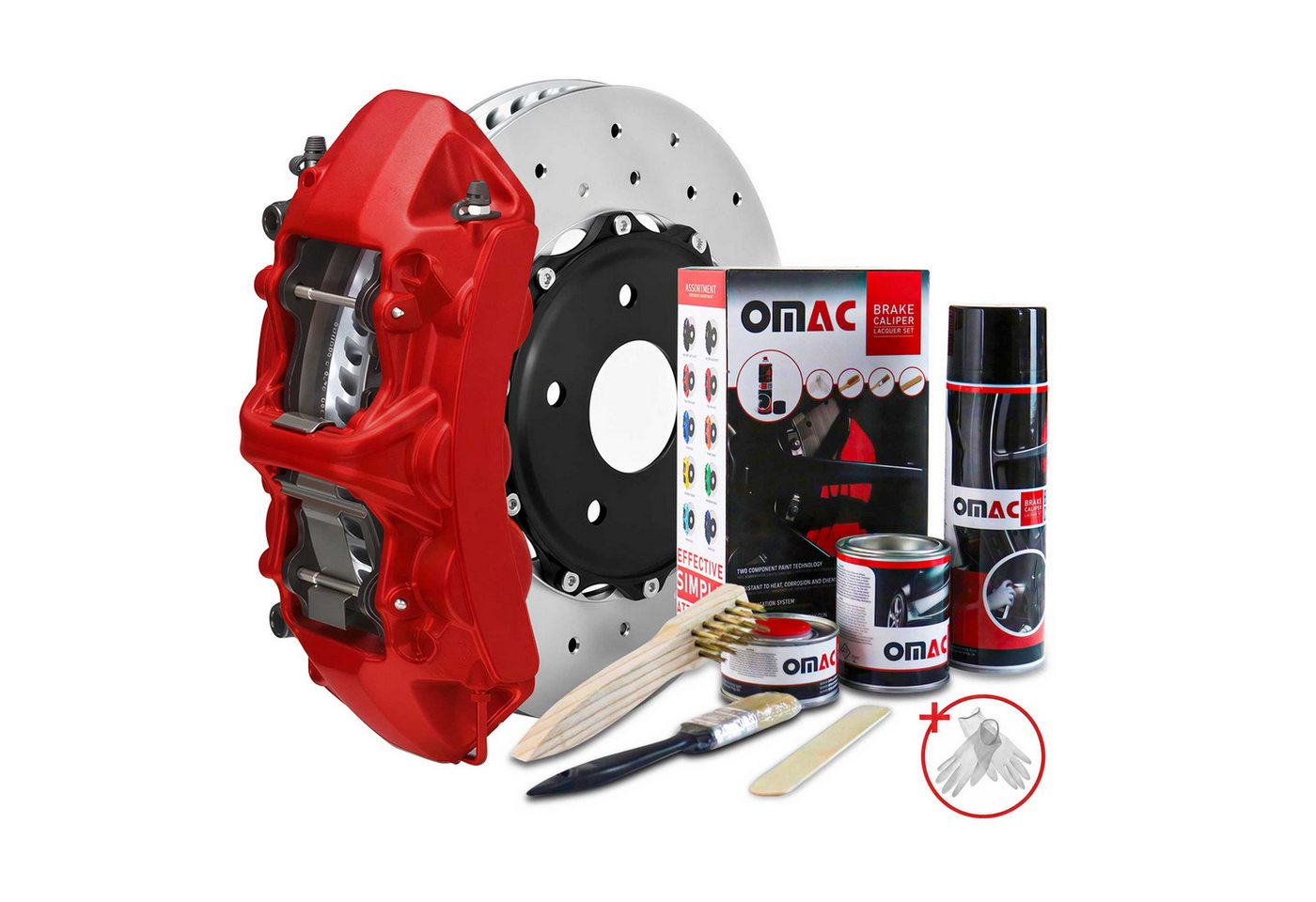 OMAC Sprühfarbe Bremssattellack Texas Rot Matt Auto Lack Set Hitzebeständig, Hitzbeständig, Starke Haftung, Einfache DIY-Anwendung Bild 2