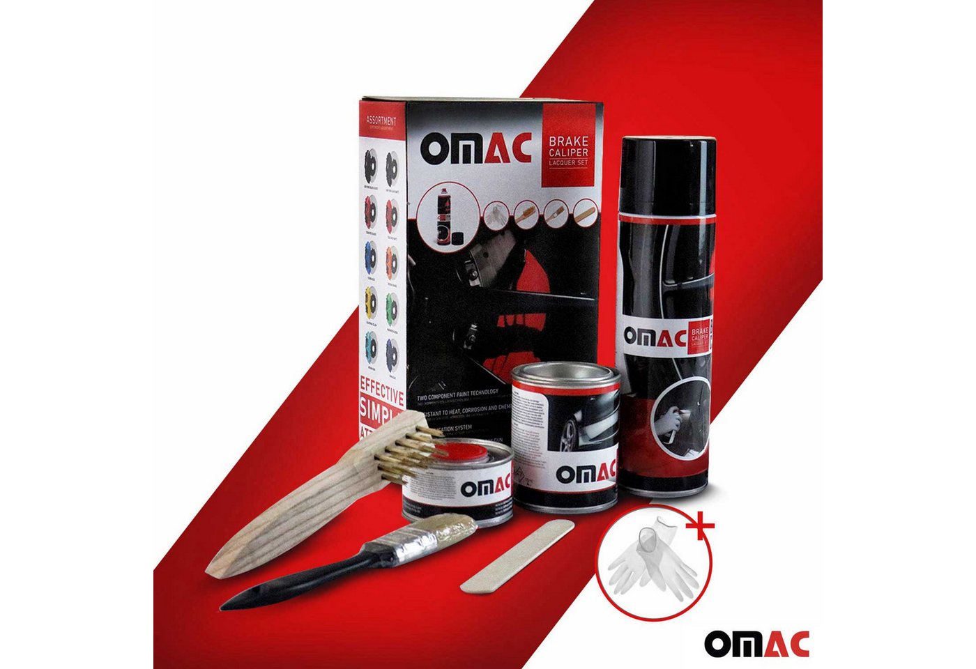 OMAC Sprühfarbe Bremssattellack Texas Rot Matt Auto Lack Set Hitzebeständig, Hitzbeständig, Starke Haftung, Einfache DIY-Anwendung Bild 4