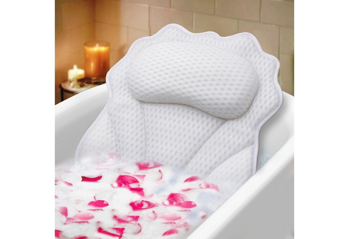 Best for Home Badaccessoire-Set Badewannenkissen, Ergonomisches Luxus Badewannenkissen mit Kopf Bild 4