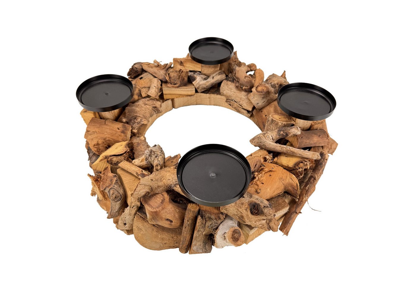 Online-Fuchs Adventskranz für Stumpenkerzen im natürlich Treibholz Look - Weihnachtsdeko, für eine warme und rustikale Atmosphäre in die Weihnachtszeit Bild 3