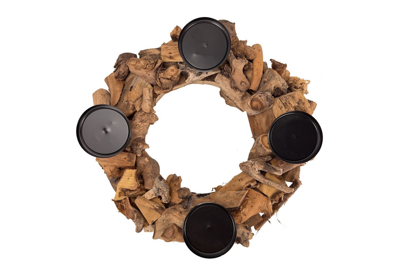 Online-Fuchs Adventskranz für Stumpenkerzen im natürlich Treibholz Look - Weihnachtsdeko, für eine warme und rustikale Atmosphäre in die Weihnachtszeit Bild 4