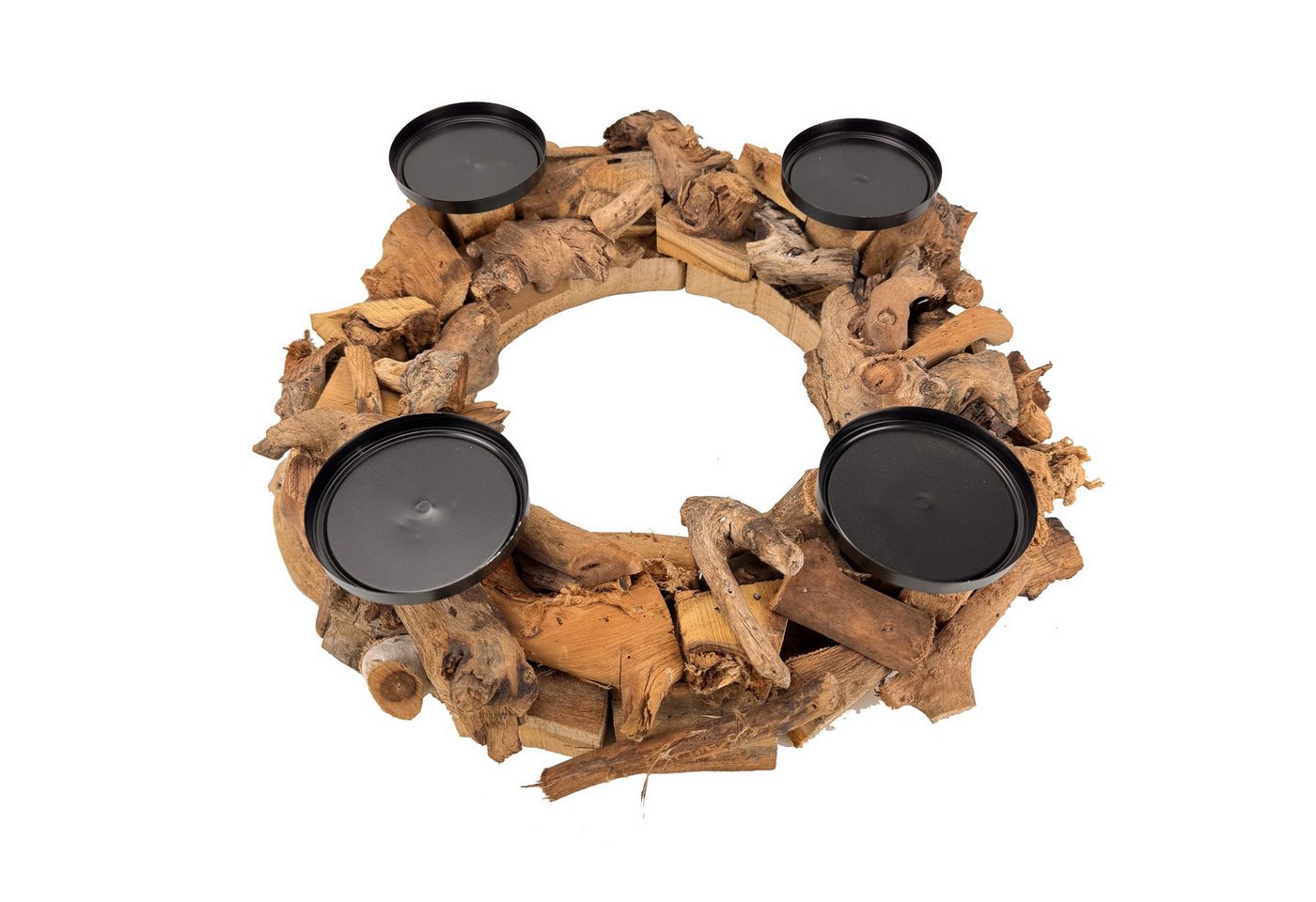 Online-Fuchs Adventskranz für Stumpenkerzen im natürlich Treibholz Look - Weihnachtsdeko, für eine warme und rustikale Atmosphäre in die Weihnachtszeit Bild 5