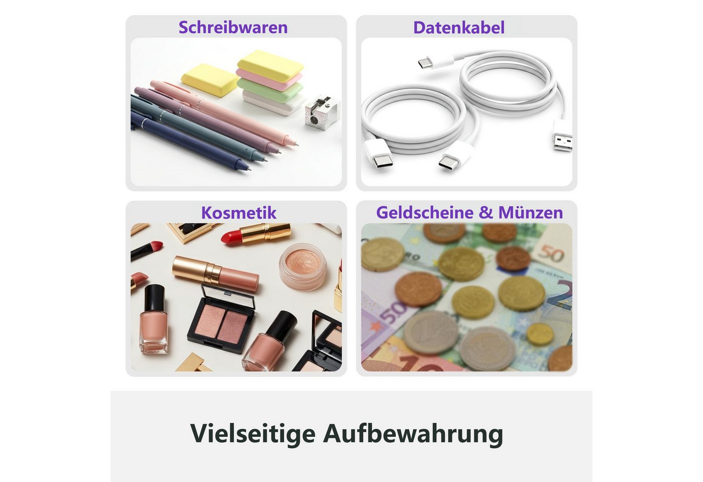 FOUORTUNATE-BEE Federmäppchen Cord-Stoff Großes Fassungsvermögen Federmäppchen Federtasche, (mit praktischem Reißverschluss, Mäppchen für Schule, Büro) Bild 2