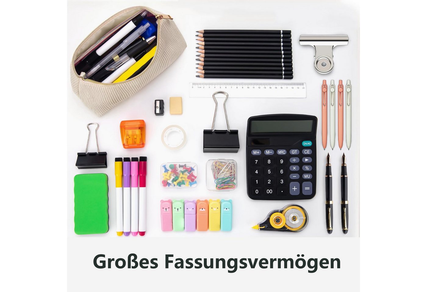 FOUORTUNATE-BEE Federmäppchen Cord-Stoff Großes Fassungsvermögen Federmäppchen Federtasche, (mit praktischem Reißverschluss, Mäppchen für Schule, Büro) Bild 5