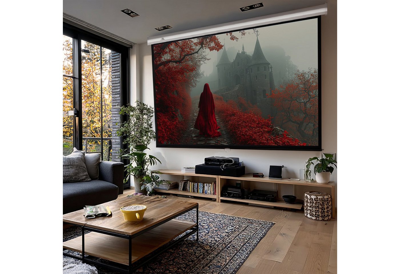 Maclean Leinwand MC-594 Projektionsleinwand 100'' (200 x 150 cm) halbauto, Auto-Lock, mattweiß, Wand- oder Deckenmontage Bild 4