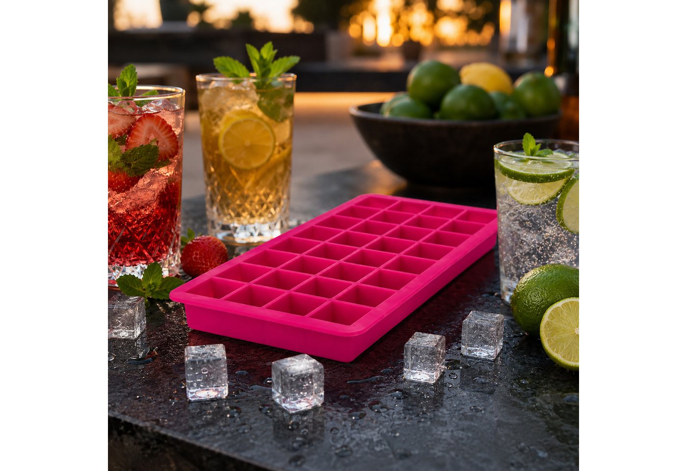 Lurch Eiswürfelform Eiswürfelbereiter Würfel 2 x 2 cm Fuchsia Bild 3