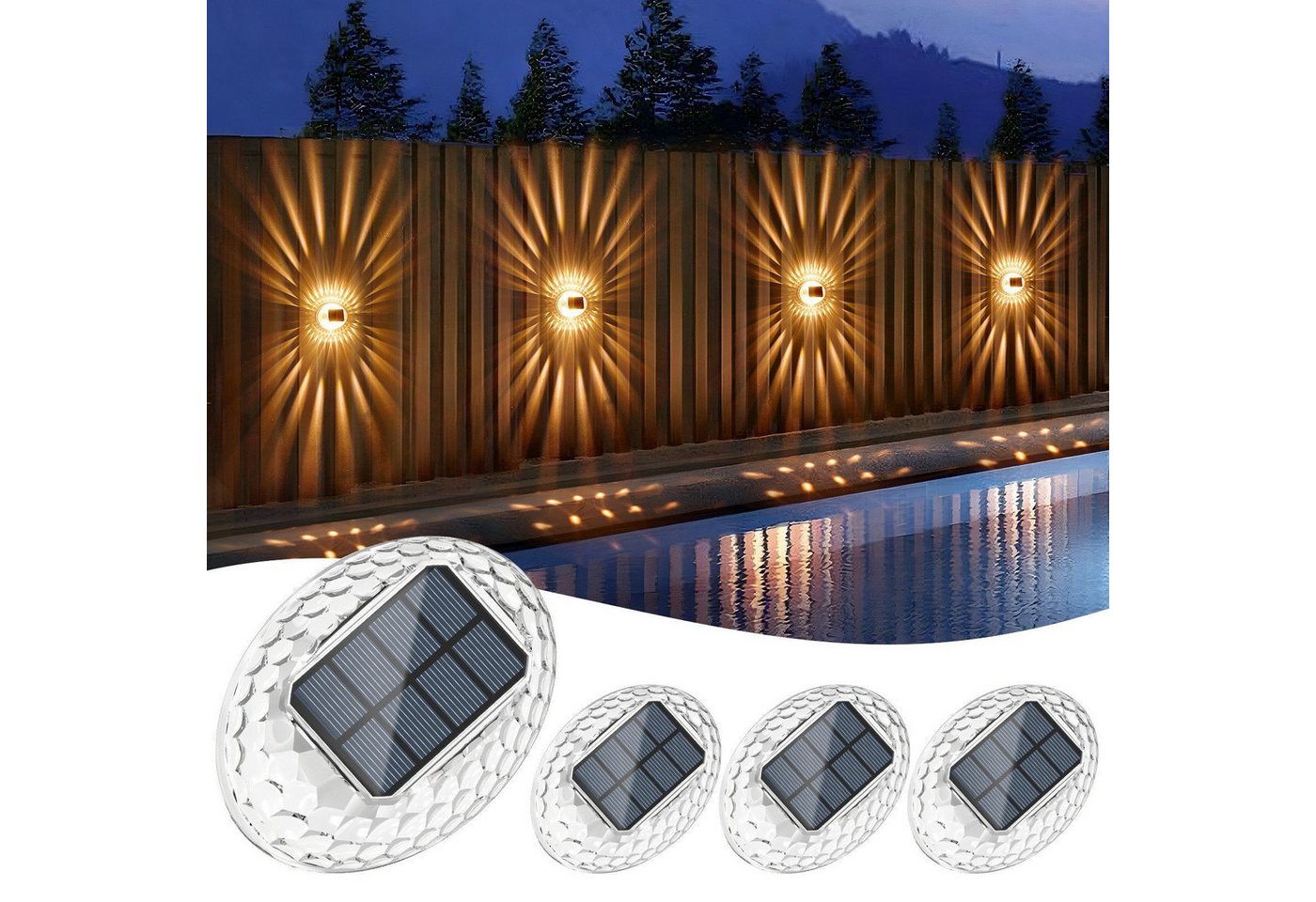 Quntis LED Solarleuchte 4 Stück Aussen Bodenbeleuchtung outdoor IP65 solarleuchten für außen, Warmweiß, Tageslichtweiß, Warmweiß/Kaltweiß/Blau Gartenleuchte für Garten, Terrasse,Weg Bild 2