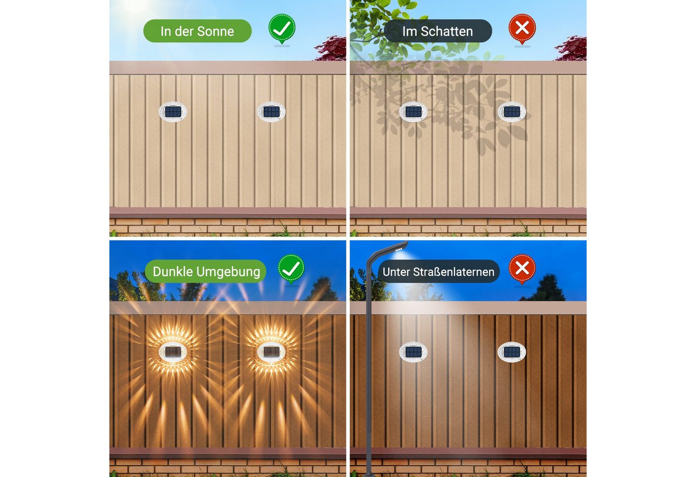 Quntis LED Solarleuchte 4 Stück Aussen Bodenbeleuchtung outdoor IP65 solarleuchten für außen, Warmweiß, Tageslichtweiß, Warmweiß/Kaltweiß/Blau Gartenleuchte für Garten, Terrasse,Weg Bild 3