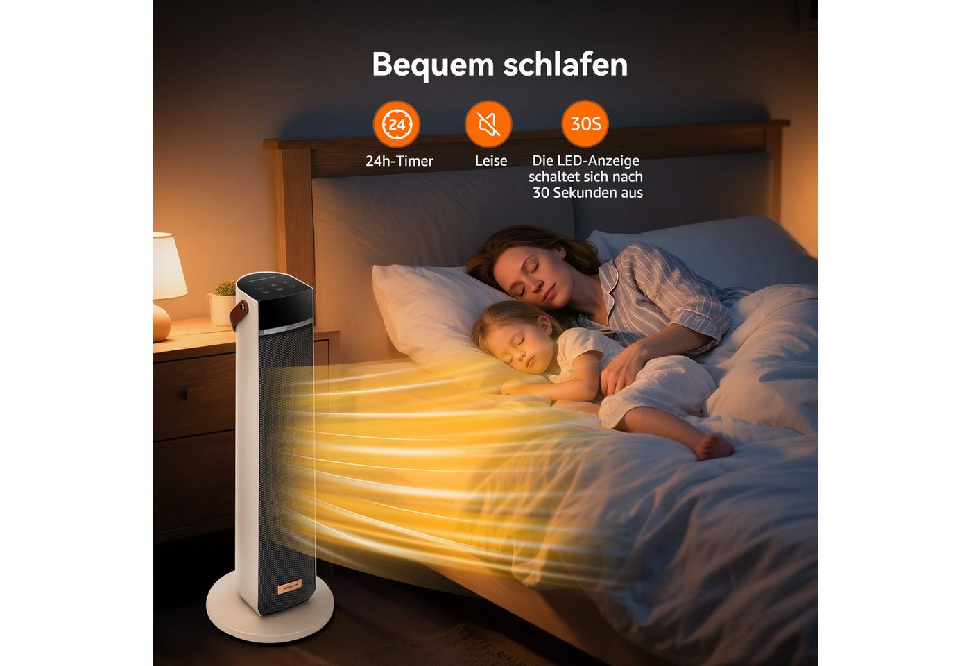 Aigostar Heizlüfter 2000W PTC Keramik Heizlüfter, Energiesparend, Fernbedienung, 24H, Weiß Bild 4