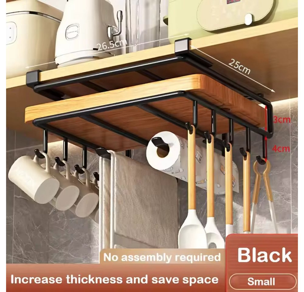 Athlix Küchenorganizer-Set Unterbau-Küchenorganizer Hängeregal für Handtücher Besteck Regal, (Haken für Handtücher, Schneidebretter & Topfdeckel), Einhängesystem unter dem Schrank, Doppel-Etage