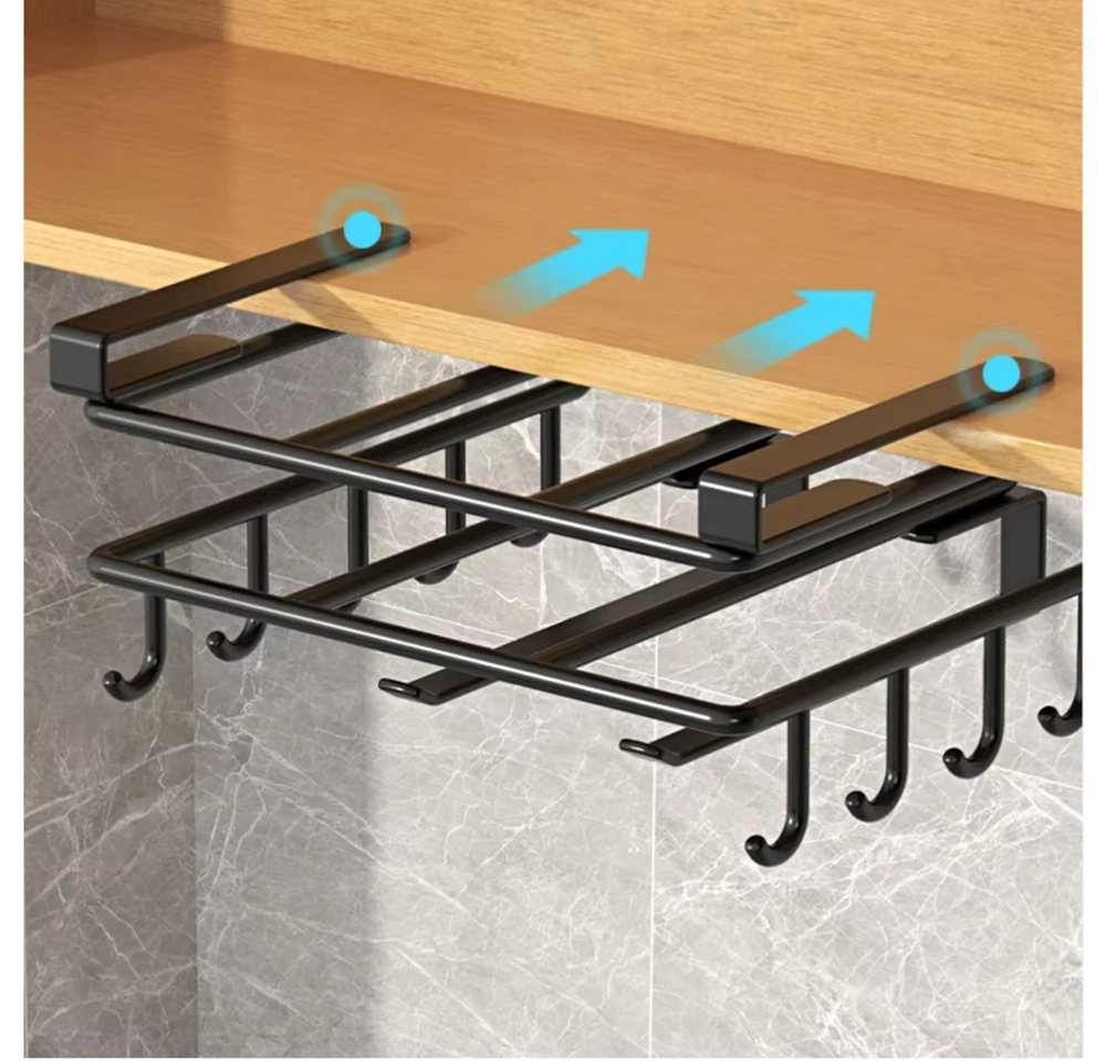 Athlix Küchenorganizer-Set Unterbau-Küchenorganizer Hängeregal für Handtücher Besteck Regal, (Haken für Handtücher, Schneidebretter & Topfdeckel), Einhängesystem unter dem Schrank, Doppel-Etage Bild 3