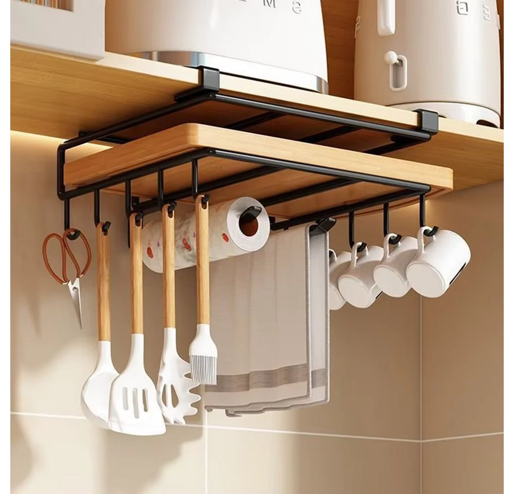 Athlix Küchenorganizer-Set Unterbau-Küchenorganizer Hängeregal für Handtücher Besteck Regal, (Haken für Handtücher, Schneidebretter & Topfdeckel), Einhängesystem unter dem Schrank, Doppel-Etage Bild 4