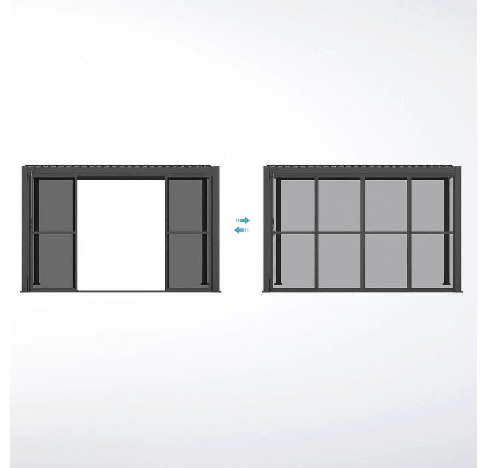 Mirador Pavillonseitenteil 3 m Schiebetür aus PC, 300x236 cm, 1-tlg, Aluminium + Polycarbonat für Mirador 111 Serie Pergola Anthrazit Bild 3