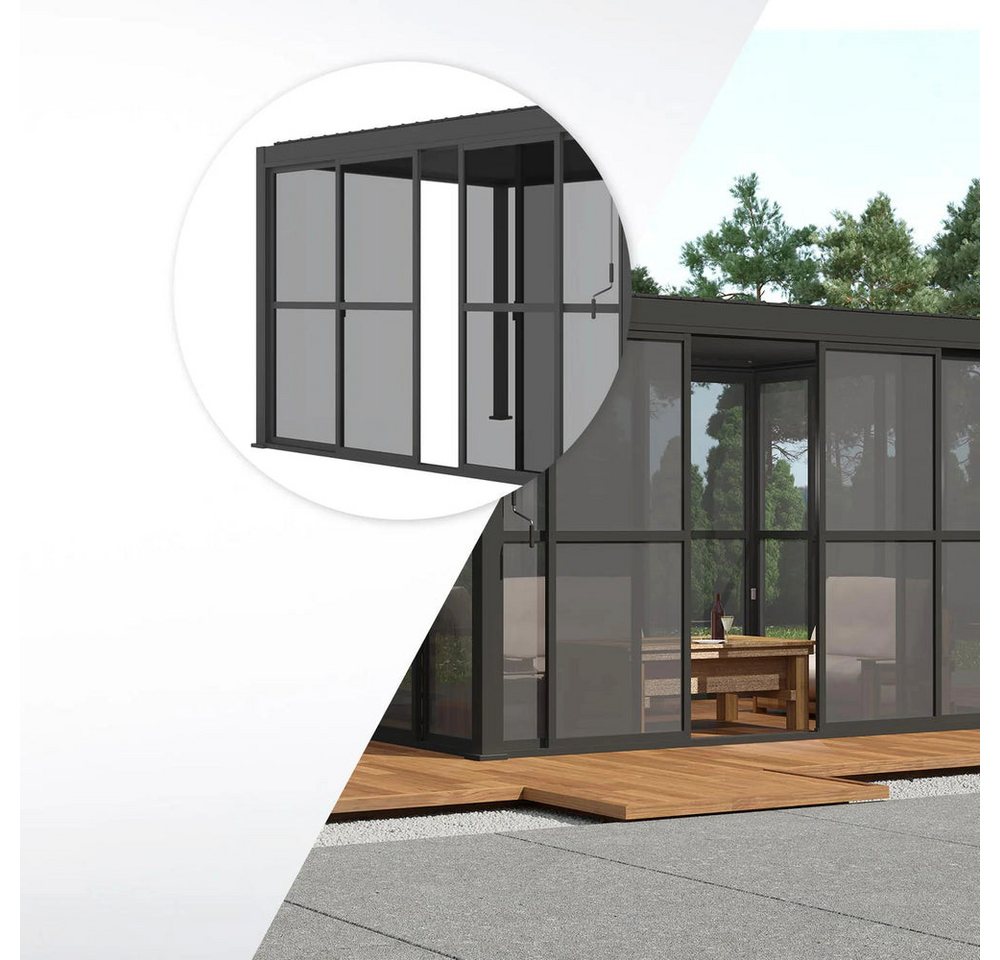 Mirador Pavillonseitenteil 3 m Schiebetür aus PC, 300x236 cm, 1-tlg, Aluminium + Polycarbonat für Mirador 111 Serie Pergola Anthrazit Bild 4