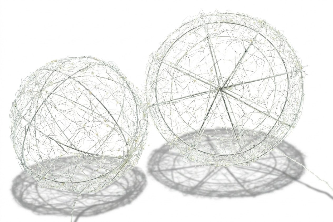 Home-trends24.de LED Dekolicht LED Kugel Silber Warm Timer Kugelleuchte Deko Innen & Außenbereich 2er Bild 5