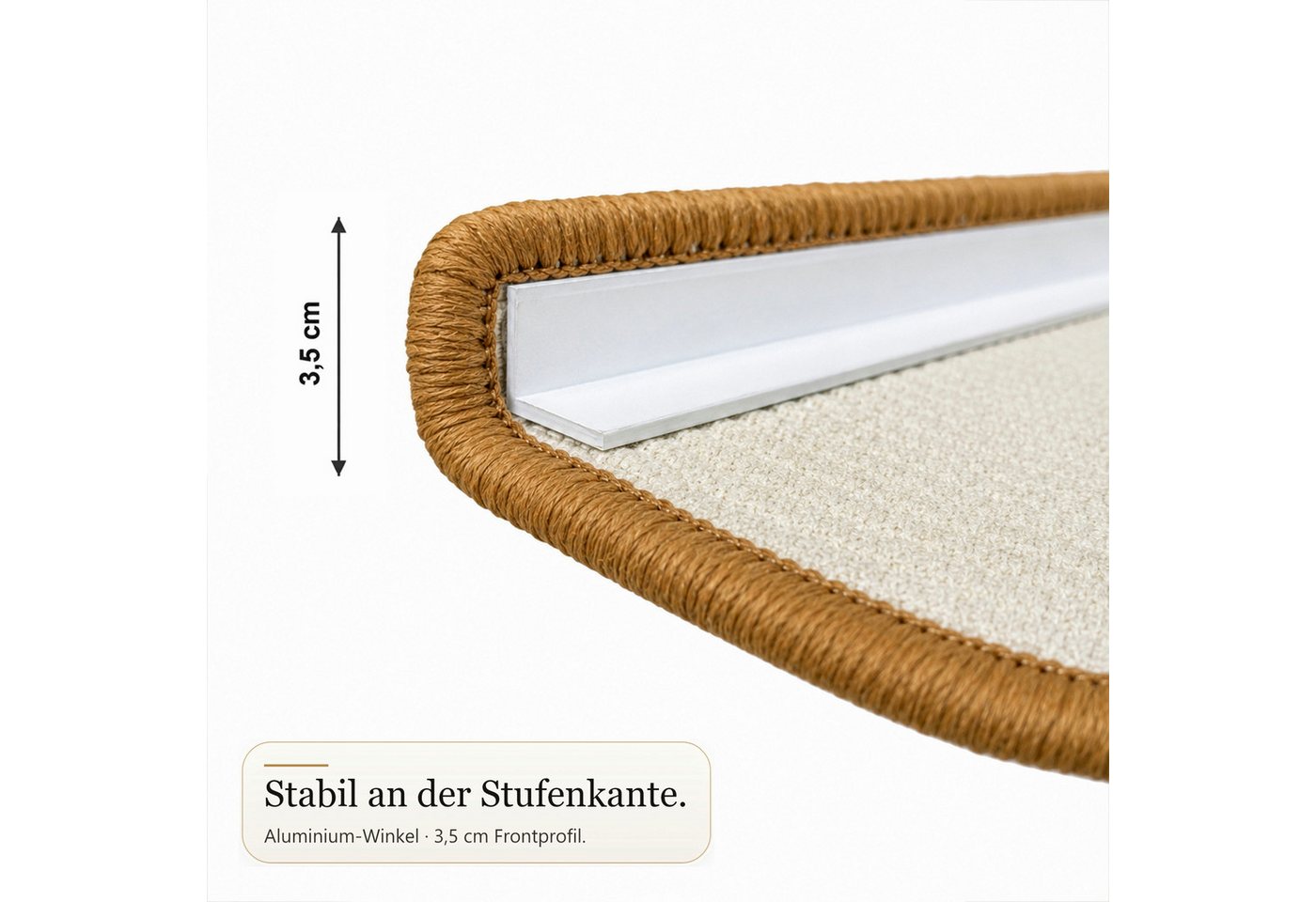 Floordirekt Stufenmatte Goa mit Winkelprofil & Klebestreifen, 100 % Sisal