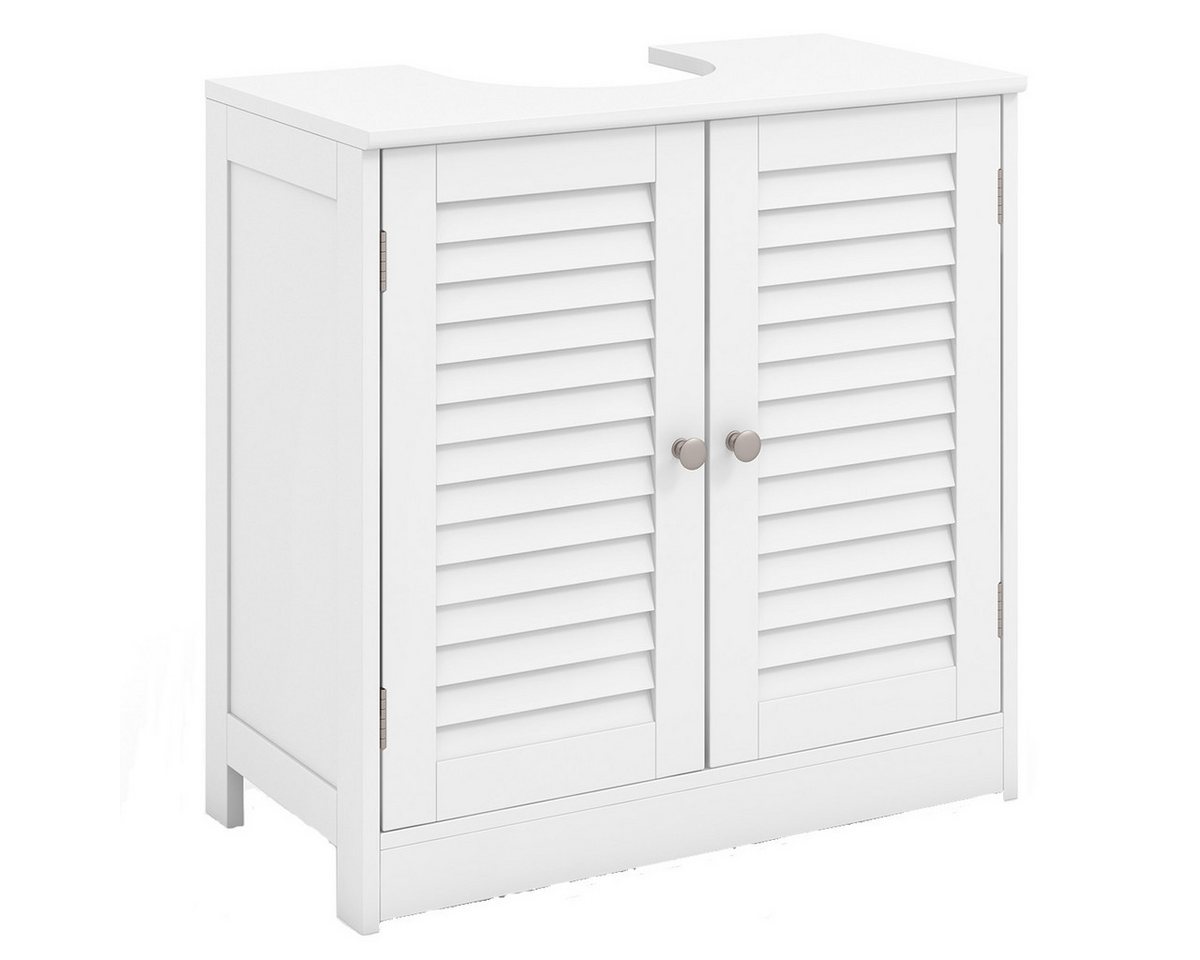 COSTWAY Waschbeckenunterschrank Badezimmerschrank mit 2 Lamellentüren, Weiß, 60x30x60cm Bild 3