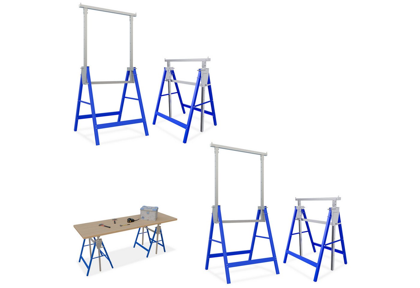FIVMEN Gerüst Gerüstbock mit 7-fach höhenverstellbar 80-130 cm Arbeitsbock, (4 St), Zusammenklappbar Werkzeughalter Unterstellbock Bild 2