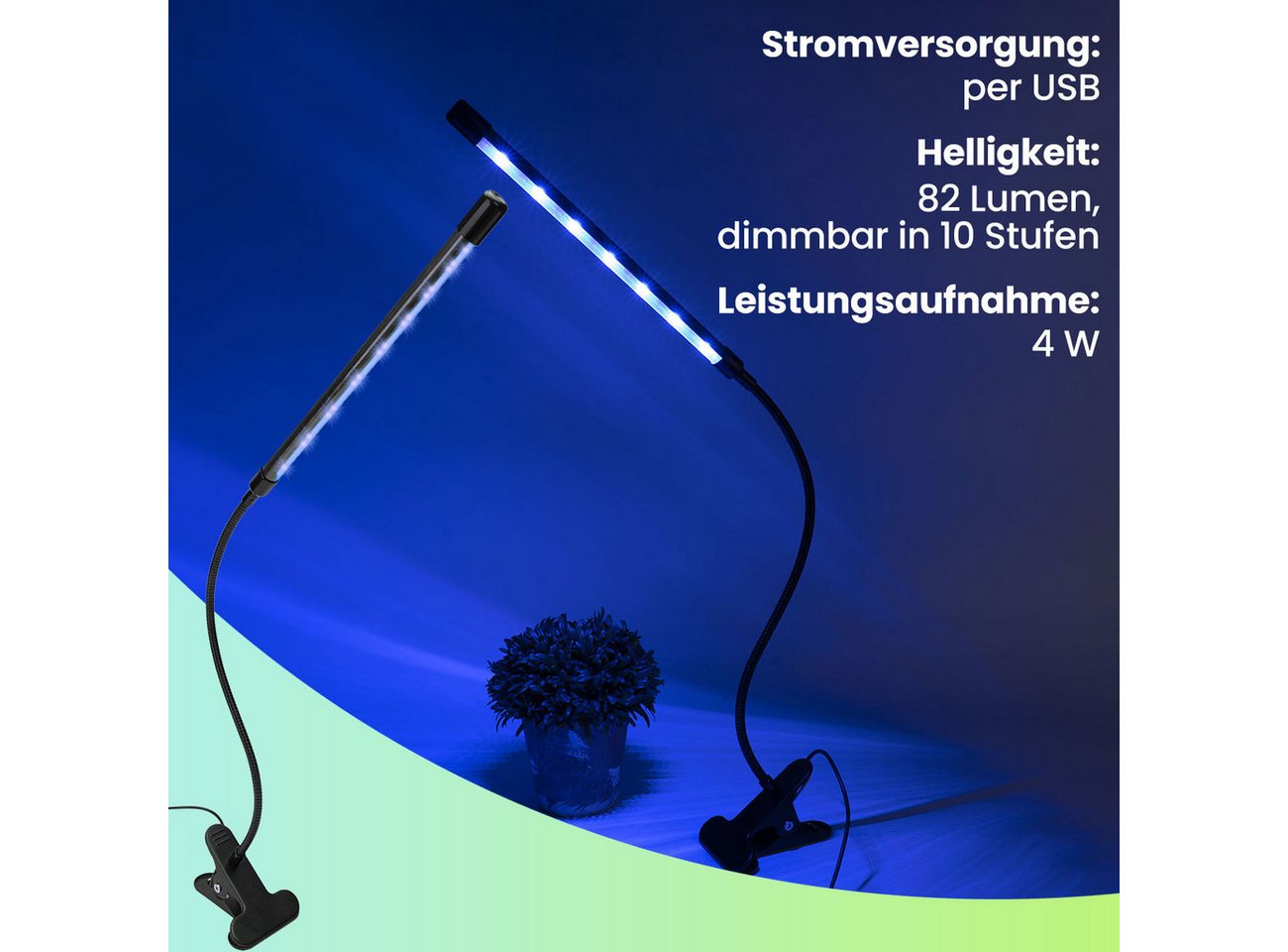 Casativo Pflanzenlampe LED-Pflanzenlampe 360°-Schwanenhals Wachstumslampe 82 lm 20 LEDs, LED (20 LEDs: 10x rot, 10x blau, fest integriert), LED-Pflanzenlicht 3 Lichtmodi, 10 Dimmstufen & Timer mit USB-Anschluss Bild 3