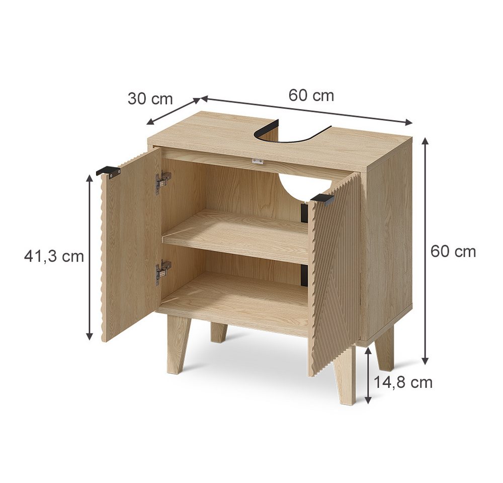 Vicco Waschbeckenunterschrank Arven, Eiche, 60 x 60 cm Bild 5