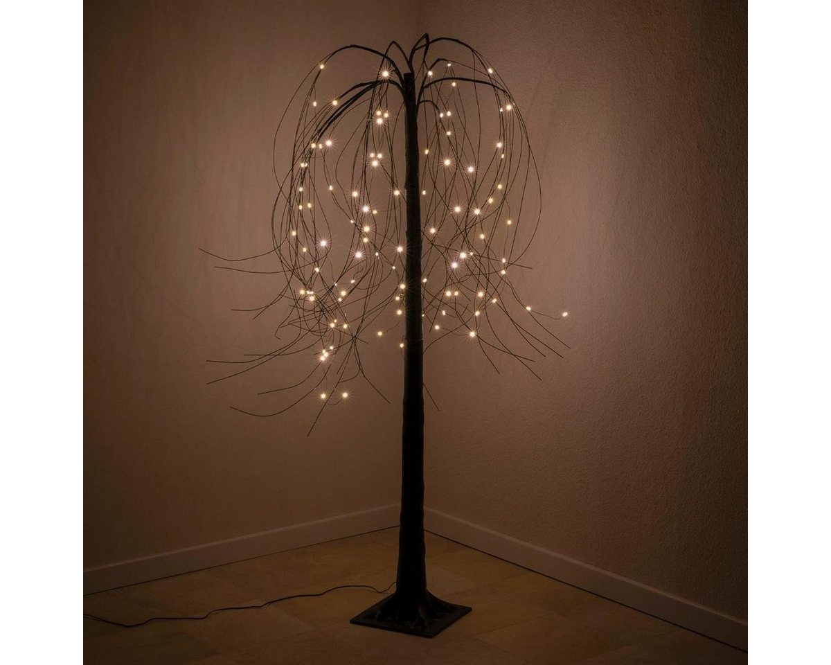 Nipach LED Baum Weidenbaum Trauerweide Deko-Baum 96 LED warm weiß schwarz 150 cm Timer, LED fest integriert, Warmweiß Bild 4