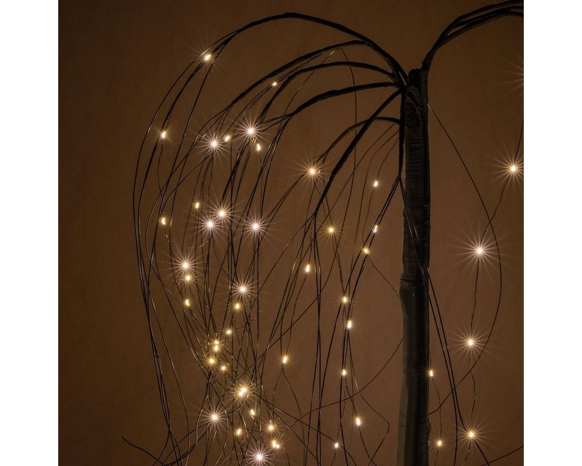 Nipach LED Baum Weidenbaum Trauerweide Deko-Baum 96 LED warm weiß schwarz 150 cm Timer, LED fest integriert, Warmweiß Bild 5