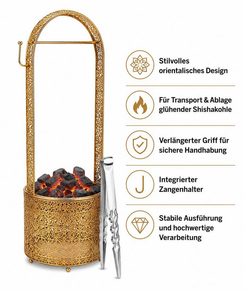 BAYLI Kohlekorb Bayli Shisha Kohlebehälter mit [Gratis] Kohlezange, 52,5 cm Kohlekorb Bild 3