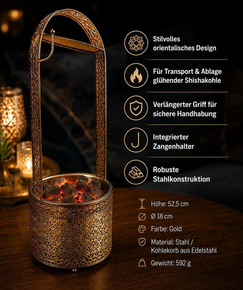 BAYLI Kohlekorb Bayli Shisha Kohlebehälter mit [Gratis] Kohlezange, 52,5 cm Kohlekorb Bild 5