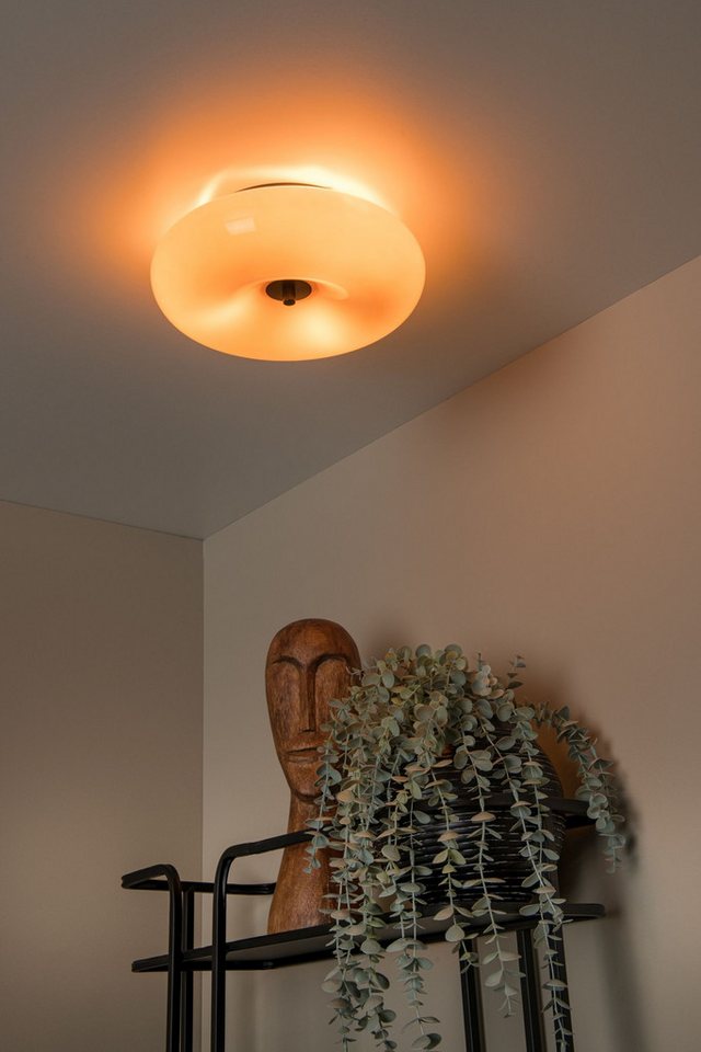 Licht-Erlebnisse Deckenleuchte ZARIN, ohne Leuchtmittel, Glas Metall D: 30 cm Schwarz Orange G9 3-flammig rund Retro Design Bild 5