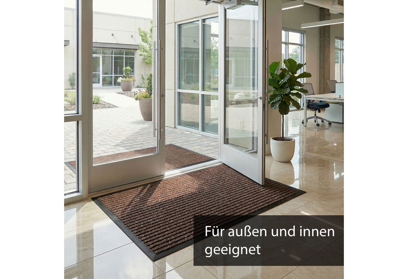 HELLSER Fußmatte für Außen & Innen – Rutschfeste Schmutzfangmatte – Braun & Schwarz, Flach & leicht zu reinigen – 60x90cm // 90x120cm Bild 2