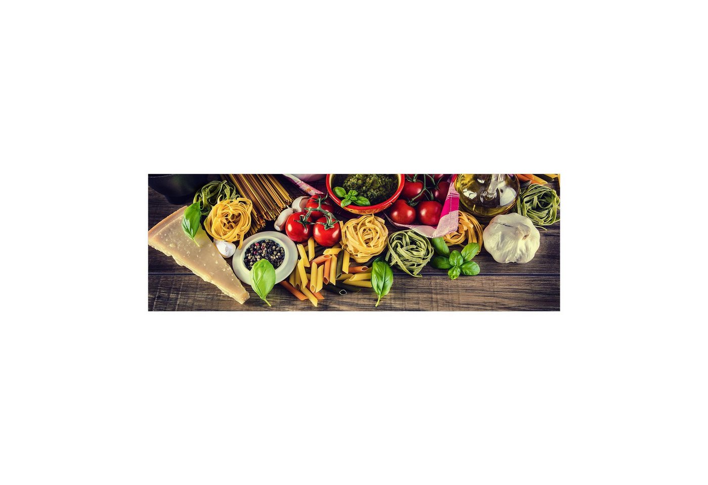 Bilderdepot24 Teppich Teppich Vinyl Küchenmatte Küche Holzoptik Nudeln Pasta lang, Läufer - bunt glatt, nass wischbar (Spritzer, Tierhaar) Saugroboter & Bodenheizung geeignet Bild 4