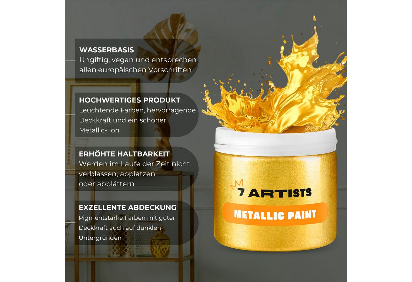 7 Artists Acrylfarbe 7 Artists Acrylfarbe Metallic 50 ml Gold, Silber Bild 4