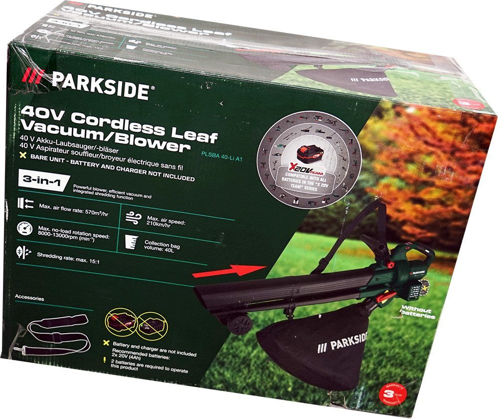 Parkside Akku-Laubsauger 40V Akku Laubsauger Laubbläser PLSBA 40 Laub Sauger Bläser Gebläse Bild 5