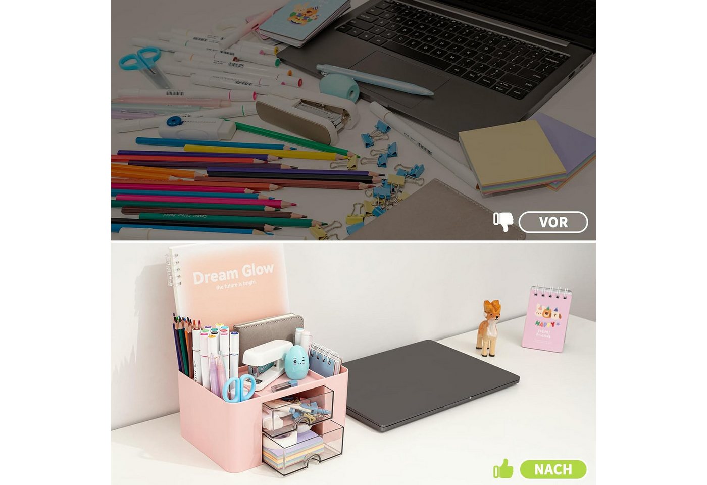 FELIXLEO Küchenorganizer-Set Schreibtischorganisator mit 2 Schubladen 5 Fächer Büro Bild 2