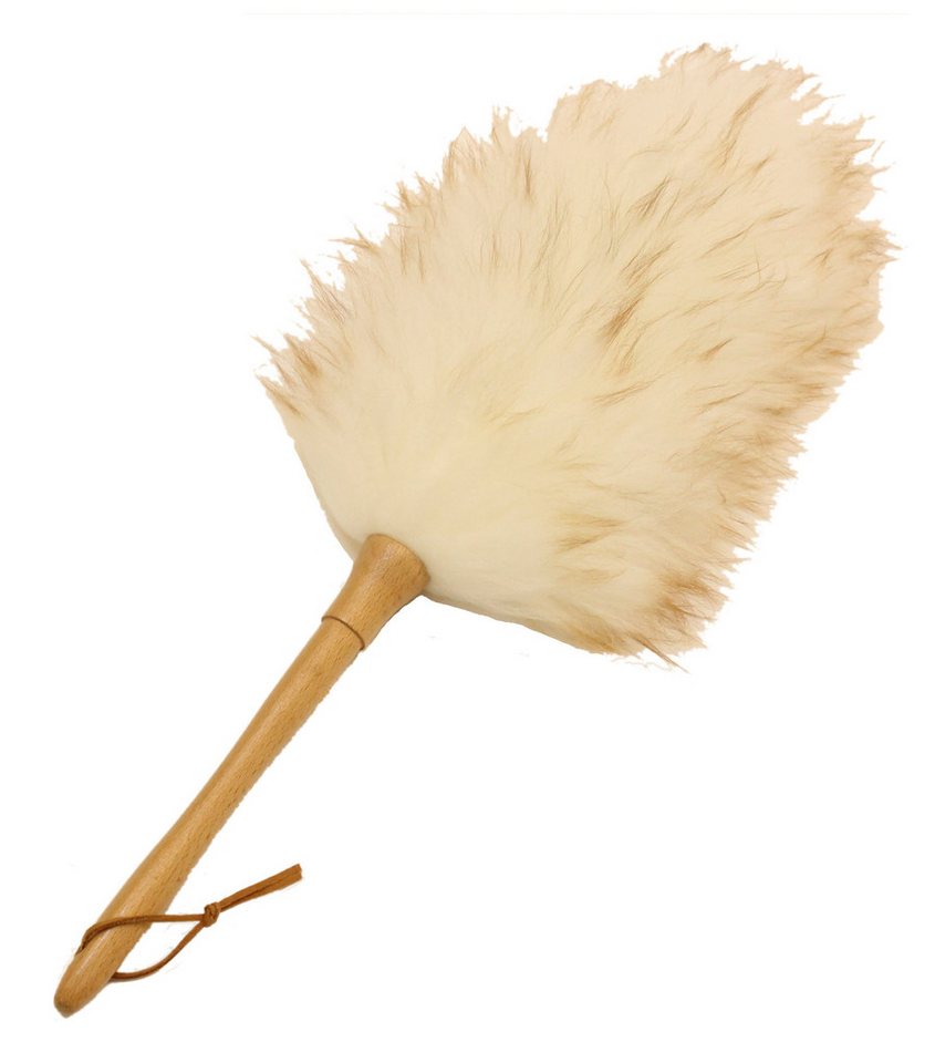 Reissner Lammfelle Staubwedel Staubwedel DUSTER mit creme-weißem Lammfell und Holzgriff