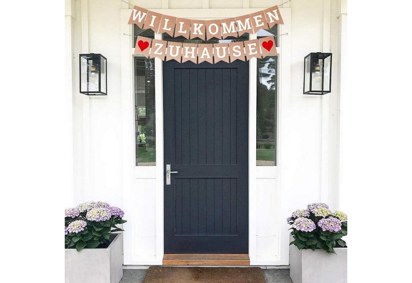LuxusKollektion Wimpelkette Banner Willkommen Zuhause Girlande 19 Wimpel 2 Juteseile 3m Braun Bild 4