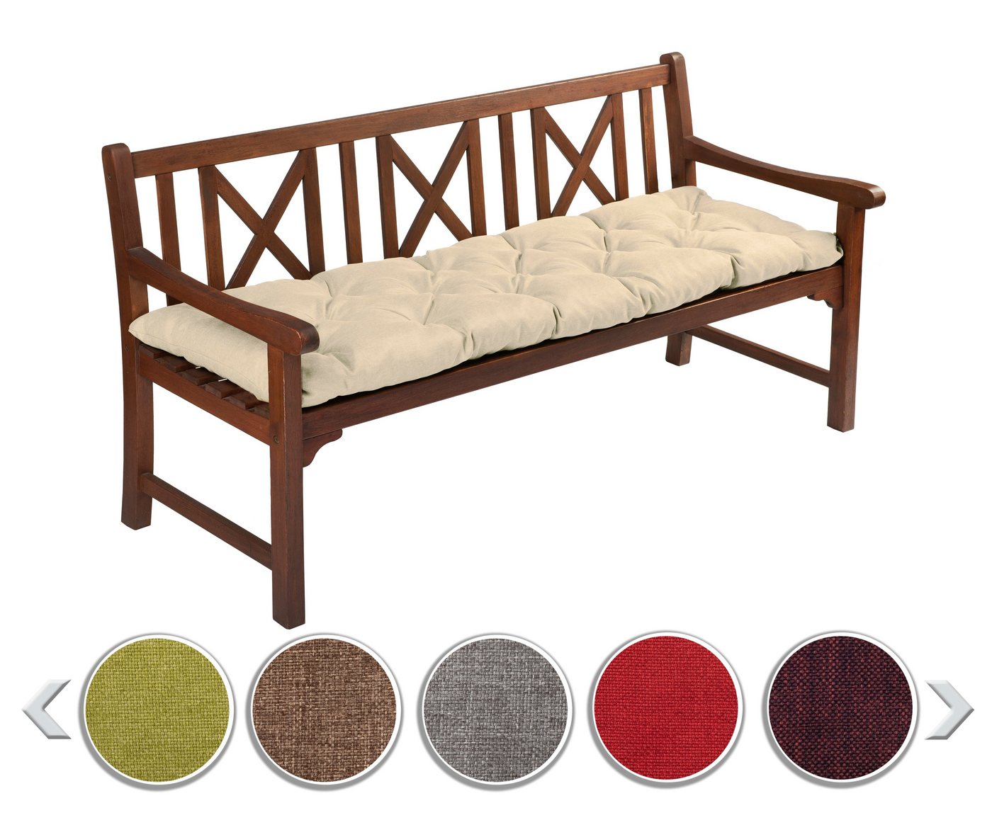 sunnypillow Bankauflage Bankauflage Stuhlkissen viele Farben und Größen zur Auswahl, 200 x 40 cm cremefarben Bild 3
