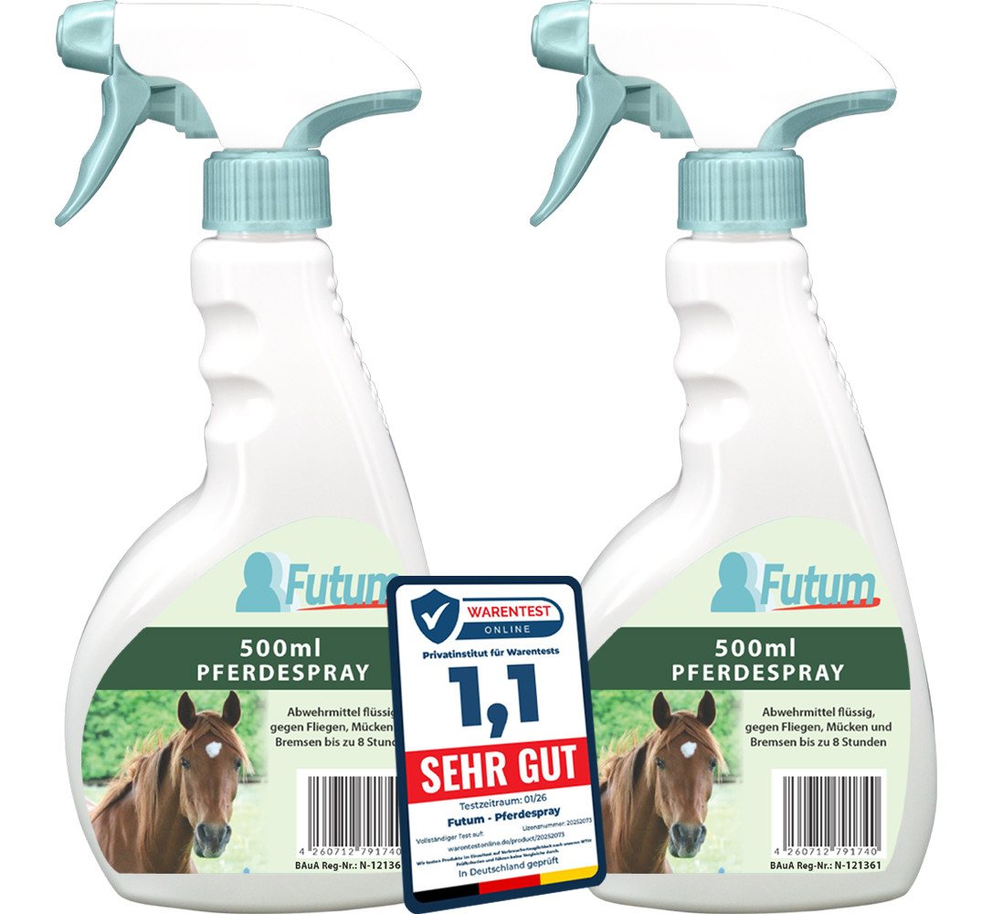 FUTUM Insektenspray Pferde Spray Fliegen Spray Insekten Bekämpfung, 2-St., Hält Insekten bis zu 8 Std fern, Made in Germany Bild 2