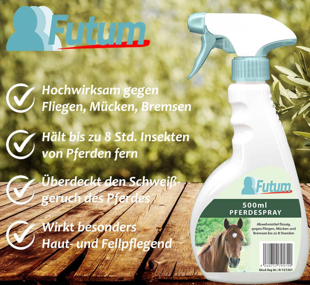 FUTUM Insektenspray Pferde Spray Fliegen Spray Insekten Bekämpfung, 2-St., Hält Insekten bis zu 8 Std fern, Made in Germany Bild 3