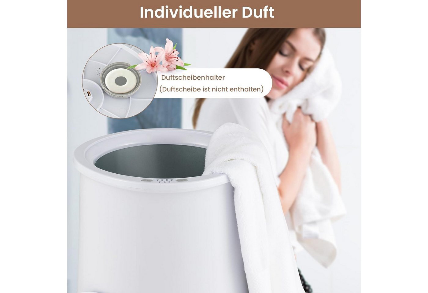 KOMFOTTEU Heizgerät Handtuchwärmer-Eimer, mit 4-Timer, 3-stufige Heizung, 23 L Bild 2