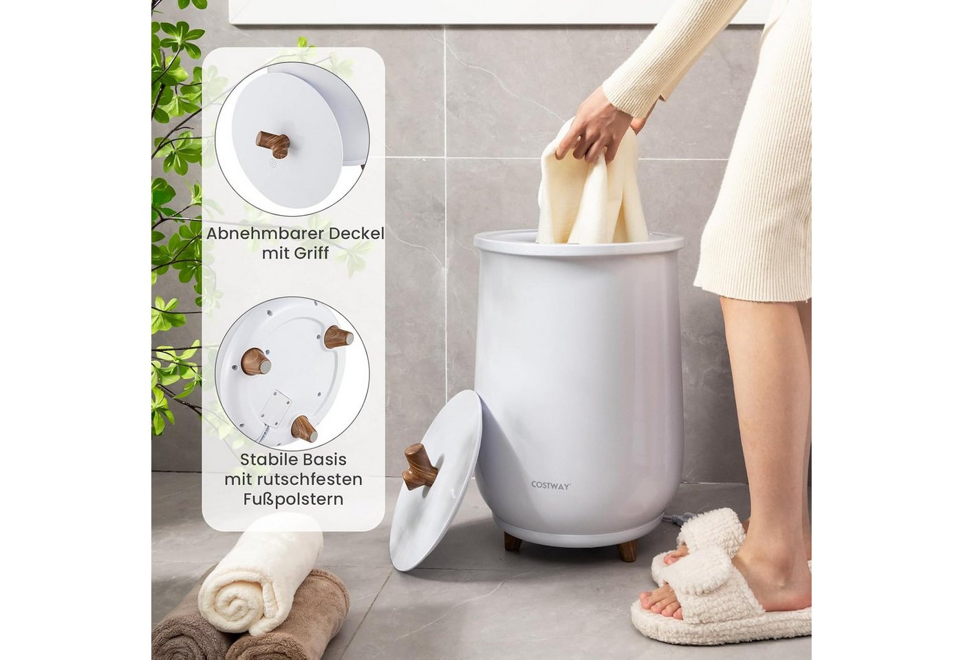KOMFOTTEU Heizgerät Handtuchwärmer-Eimer, mit 4-Timer, 3-stufige Heizung, 23 L Bild 5