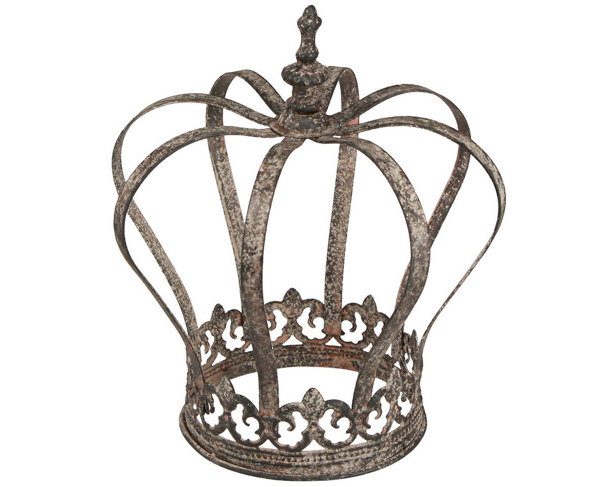 Posiwio Gartenfigur Deko Krone Antik Optik Rost-Design Metall Ø19,5cm H22cm, 2 Stück Bild 2