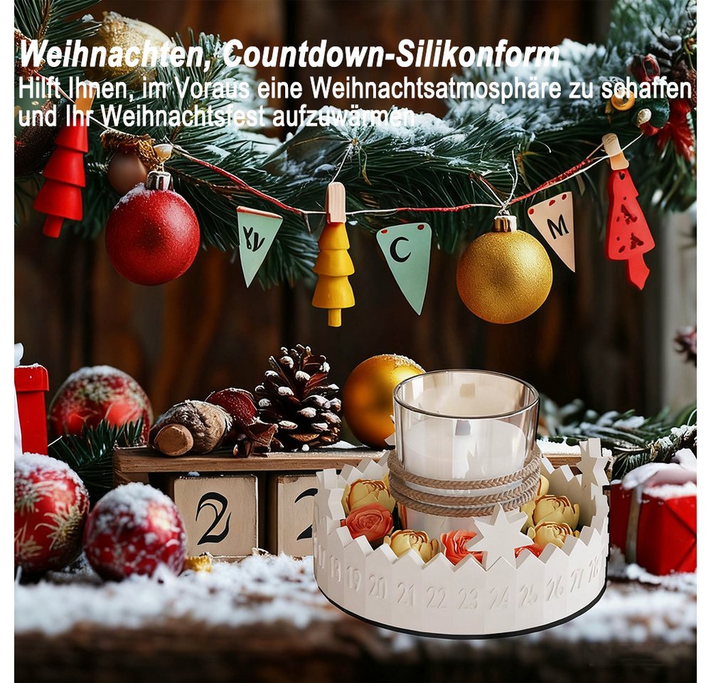 CLTYQ Modellierwerkzeug Gießformen Silikon Adventskranz,Gießform Adventskalender, (2 St), Silikonformen Gießformen Stern Silikonform für Kerzen Aus Gips