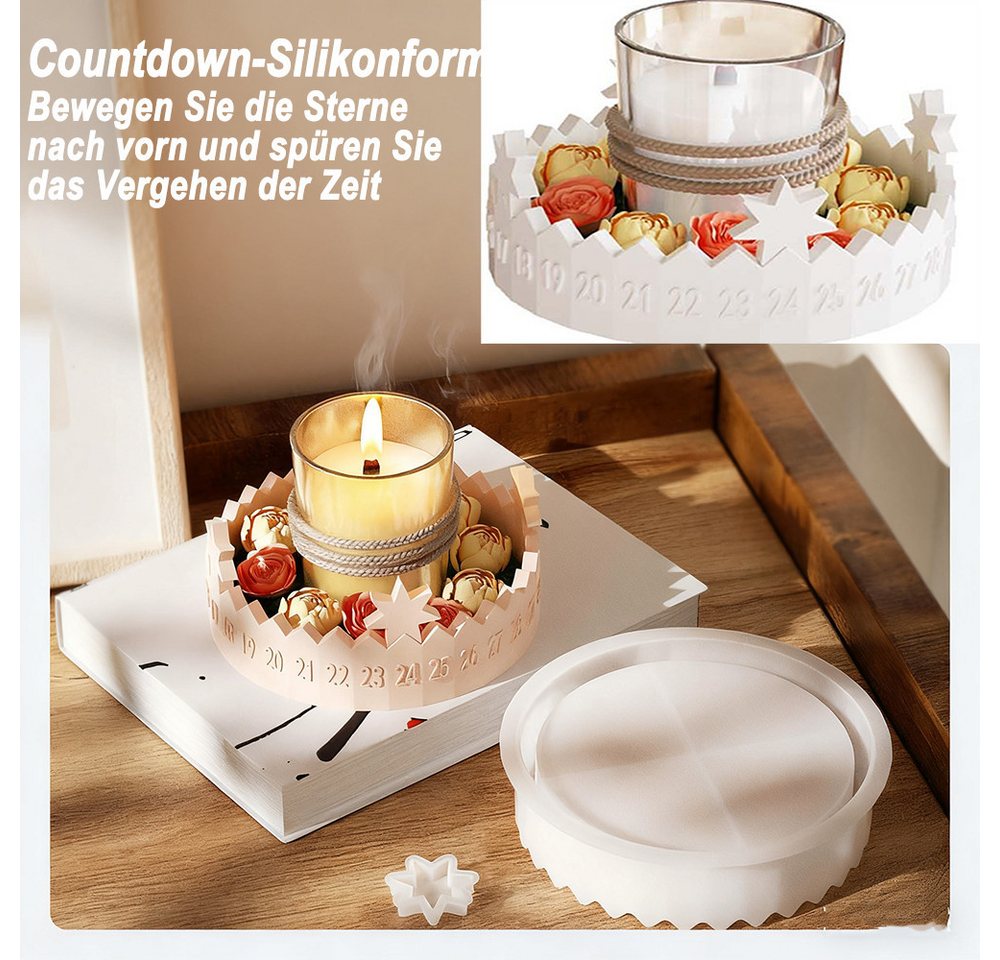 CLTYQ Modellierwerkzeug Gießformen Silikon Adventskranz,Gießform Adventskalender, (2 St), Silikonformen Gießformen Stern Silikonform für Kerzen Aus Gips Bild 2