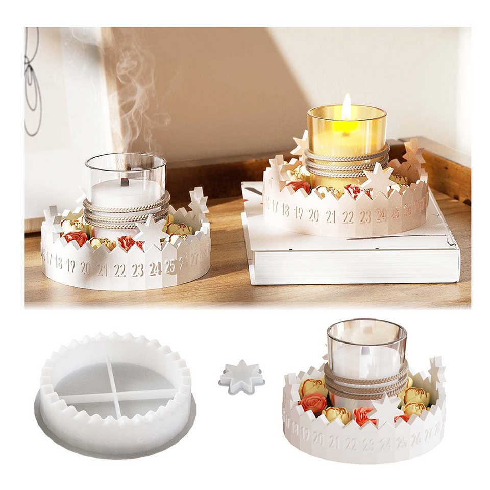 CLTYQ Modellierwerkzeug Gießformen Silikon Adventskranz,Gießform Adventskalender, (2 St), Silikonformen Gießformen Stern Silikonform für Kerzen Aus Gips Bild 4