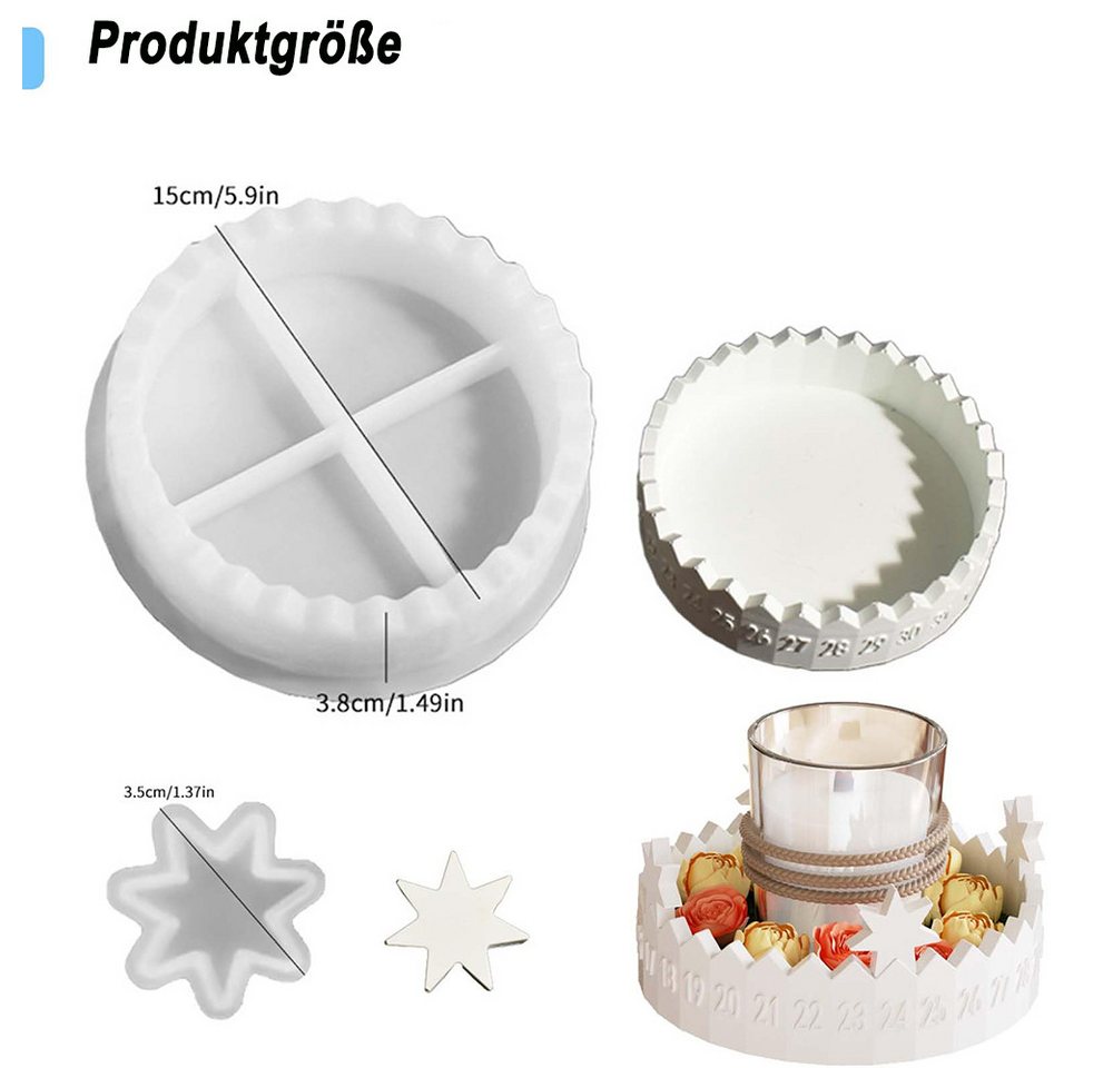 CLTYQ Modellierwerkzeug Gießformen Silikon Adventskranz,Gießform Adventskalender, (2 St), Silikonformen Gießformen Stern Silikonform für Kerzen Aus Gips Bild 5