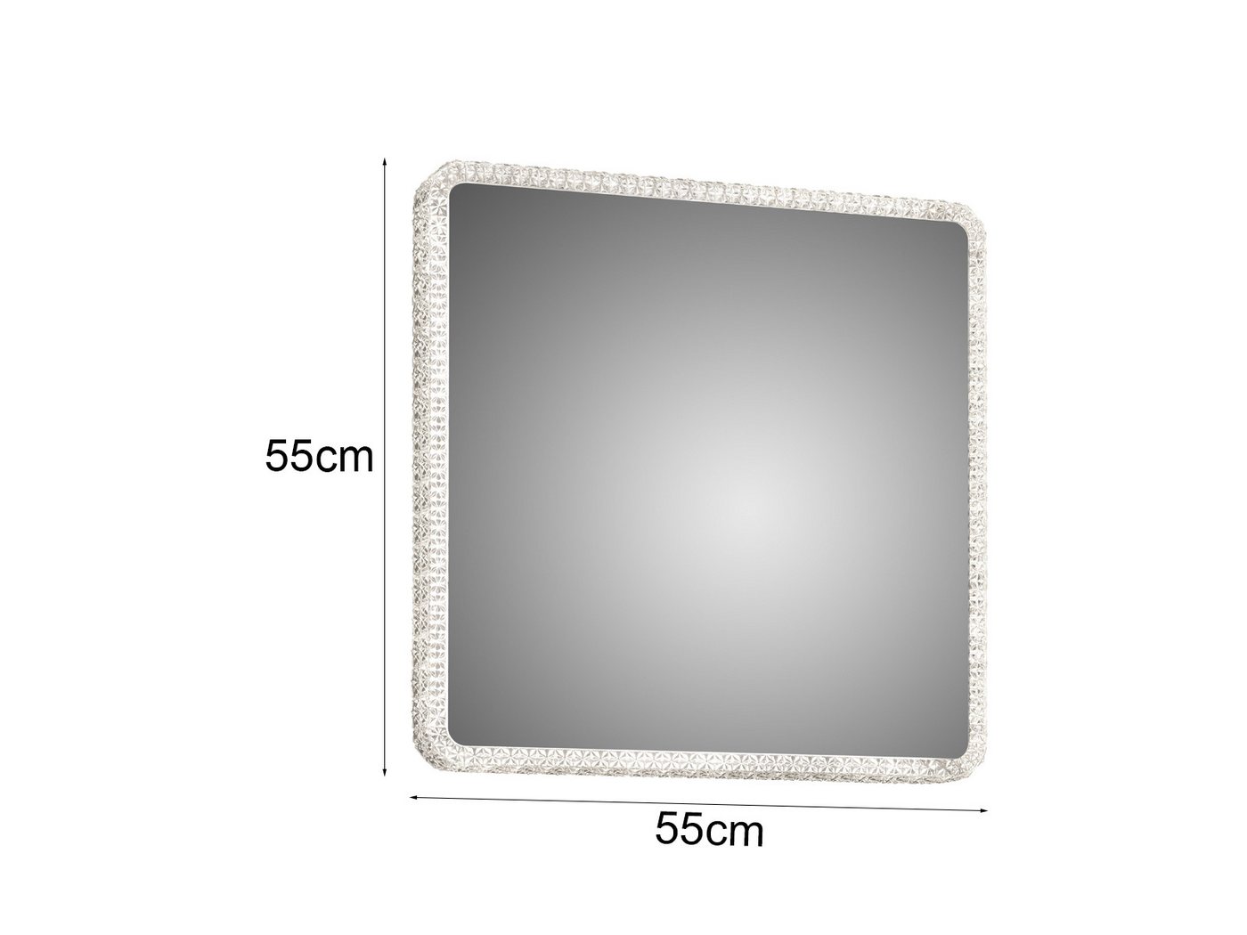 Reality Leuchten Badspiegel mit Beleuchtung Glas Quadrat 55cm, Wandleuchte und Deckenleute für Badezimmer Bild 2