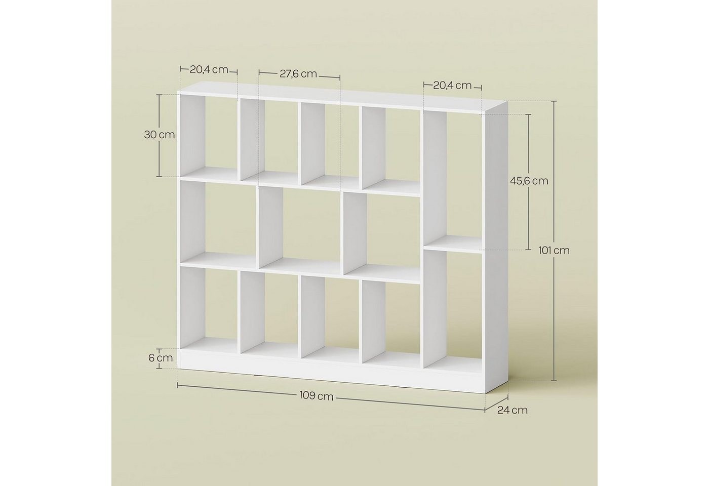 Woltu Bücherregal, Würfelregal mit 13 Fächern horizontal vertikal aufstellbar aus Holz