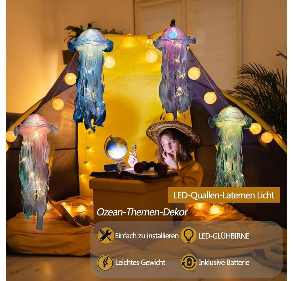 FELIXLEO LED Solarleuchte Quallen Lampe Hängend LED Laterne Dekoration Zimmer Party