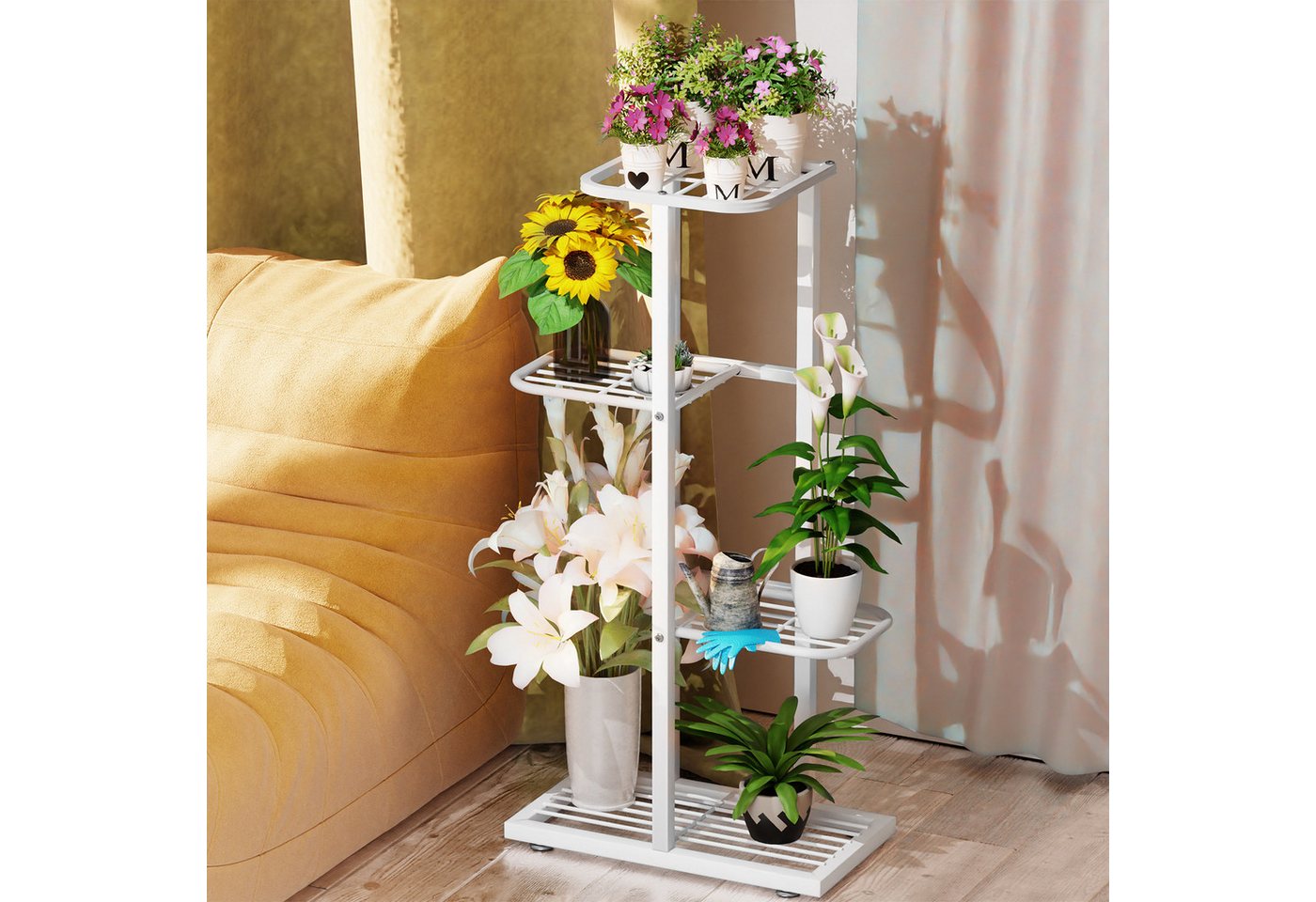 Rutaqian Blumenständer 8-Tier Metall Blumenregal Pflanzenregal, Mehrstöckig Blumenständer (Blumenbank Blumentreppe Pflanzentreppe Standregal), für Innen Garten Balkon Deko
